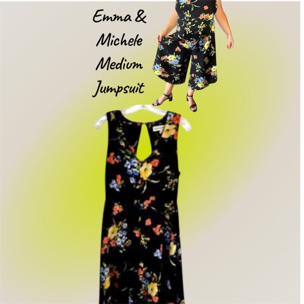 Emma & Michele Floral Wide Leg Jumpsuit - NWOT - Women's Med